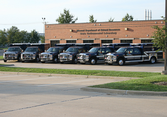 The department's fleet of 6 response trucks located strategically across the state to respond to hazardous materials incidents