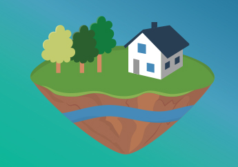 graphic showing a house and trees and aquifer