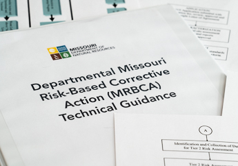 The actual Missouri Risk Based Corrective Action technical guidance document, with process flow charts visible