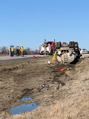 Environmental emergency response responded to an overturned fuel tanker.