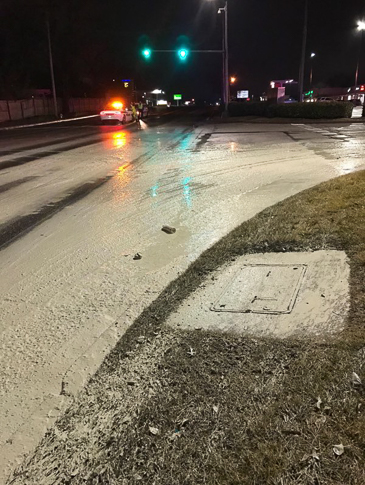 Environmental emergency response responds to help MoDOT characterize a white powder dumped on a roadway in St. Louis.