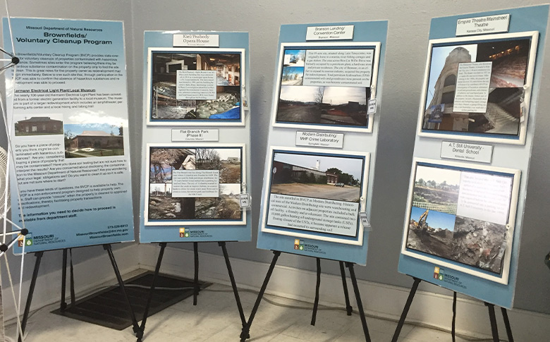 MoDNR exhibit boards at one of several Brownfields Conferences