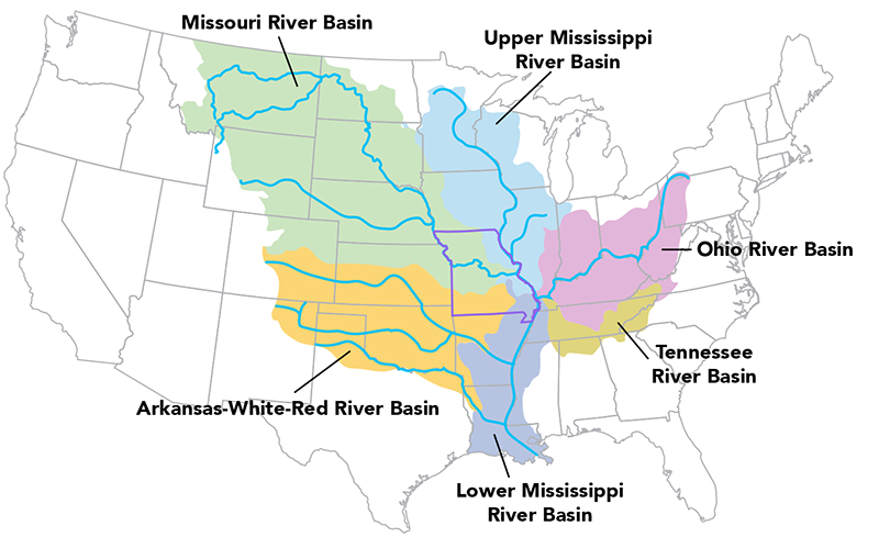 Interstate Waters River Basins map
