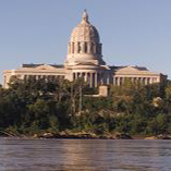 The front of the Missouri State Capitol from the Missouri River 