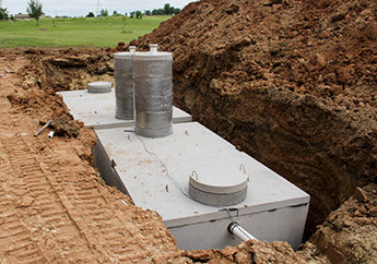 Installing concrete septic holding tanks