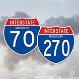 Hwy sign of I-70 and I-270 in St. Louis area - report odor concerns from the area