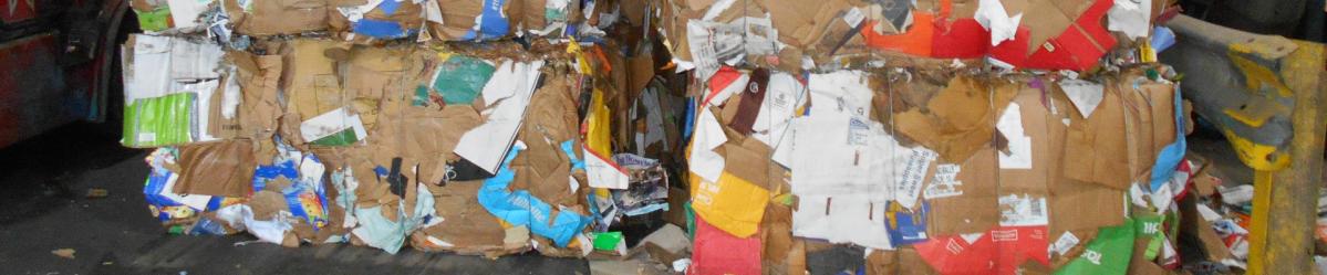 Recyclable paper and cardboard bundles at St. Peters Recycling