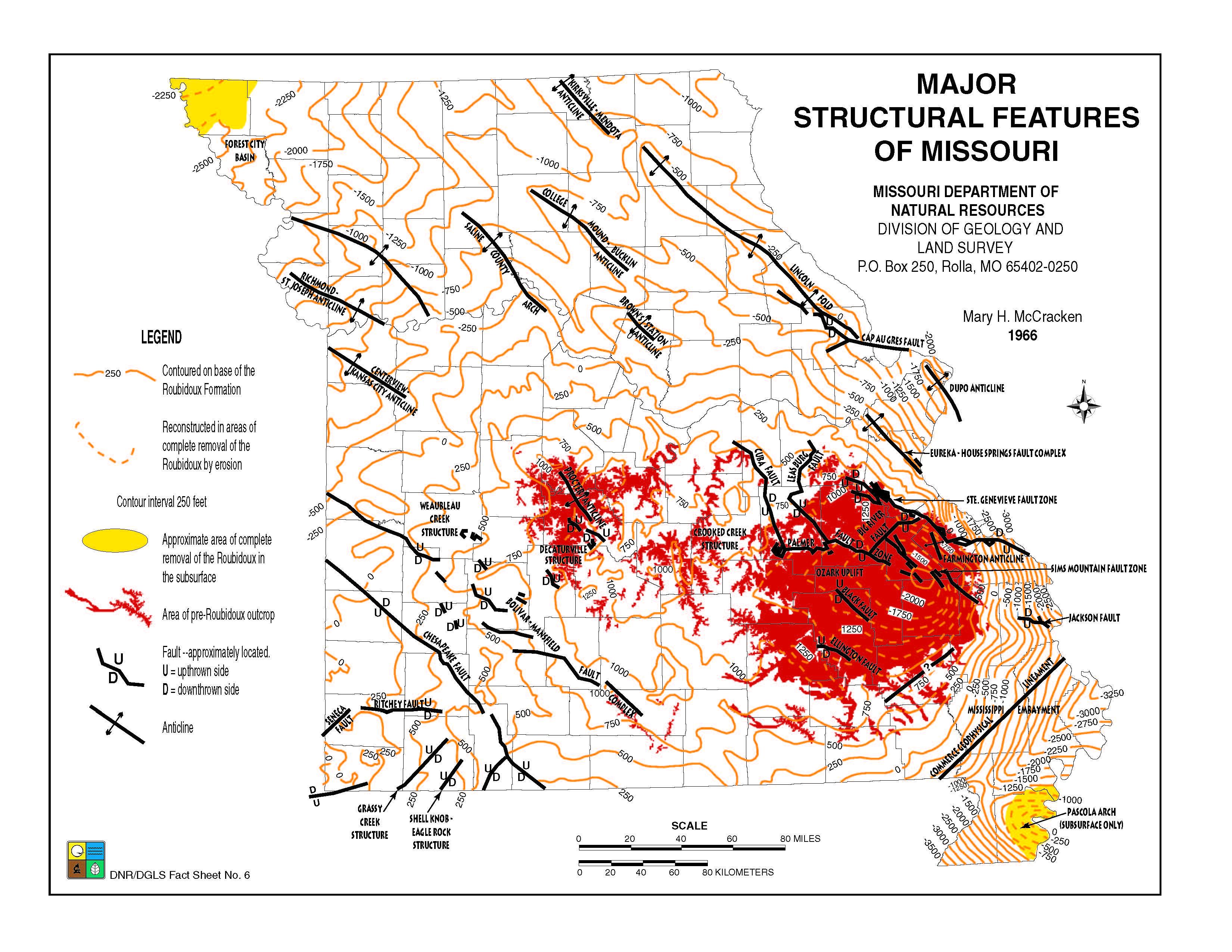 Major Structural Features Map of Missouri PUB2873