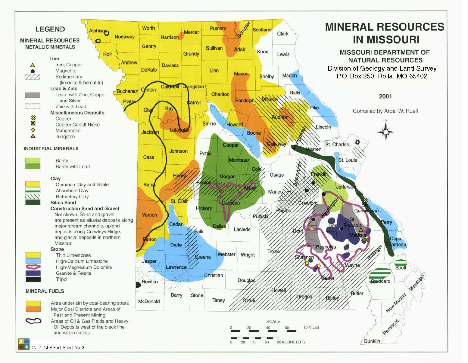Mineral Resources Map of Missouri minerals PUB2872