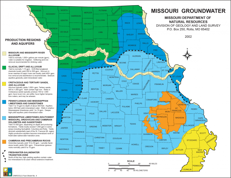 Missouri Groundwater map PUB2722