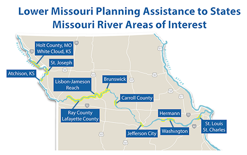 Missouri River Areas of Interest map for meetings held in 2020