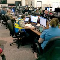 Environmental emergency response responds to the State Emergency Operations Center to participate in New Madrid seismic exercise.