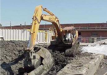 Demolition during the environmental cleanup at Cook Composites and Polymers in north Kansas City, Missouri