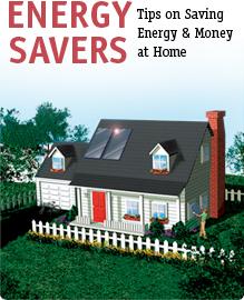 Cover art for the Energy Savers publication. The cover art features a house with attached garage in a fenced in yard.