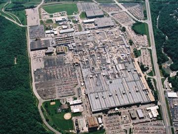 Ariel view of the former main manufacturing building at the Bannister Complex.