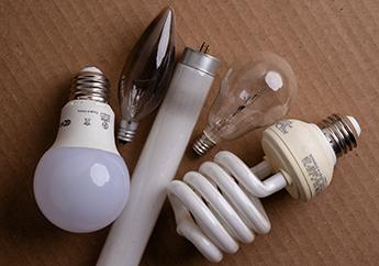 An assortment of incandescent, CFL and LED light bulbs