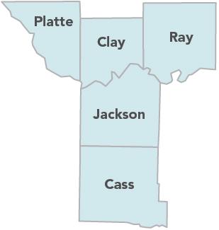 Mid-America Regional Council Solid Waste Management District, showing Platte, Clay, Ray, Jackson and Cass counties