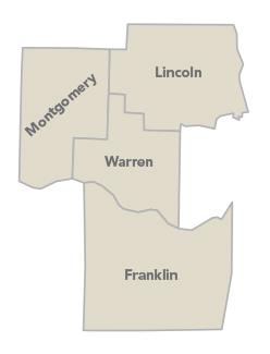 East Central Solid Waste Management District, showing Montgomery, Lincoln, Warren and Franklin counties