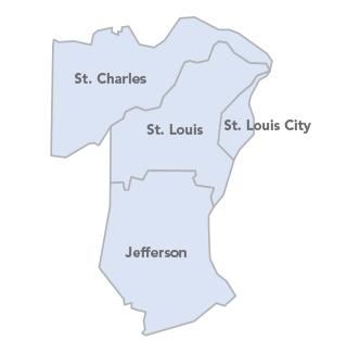 St. Louis-Jefferson Solid Waste Management District, showing St. Charles, St Louis, St. Louis City and Jefferson counties