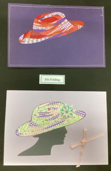 Examples of colorful hat images created using iris folding method