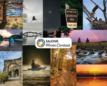 MoDNR photo contest logo with a composite photo including all winning photographs