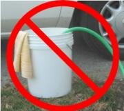 bucket and hose with the "no" symbol on it