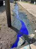 Environmental emergency response responded to a Blue Seed Dye Spill in Morehouse.